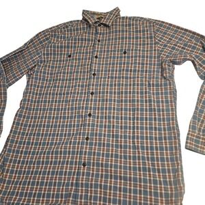 LL Bean Shirt Mens XL Tall Blue Red Plaid Slightly Fitted Button Down Pockets